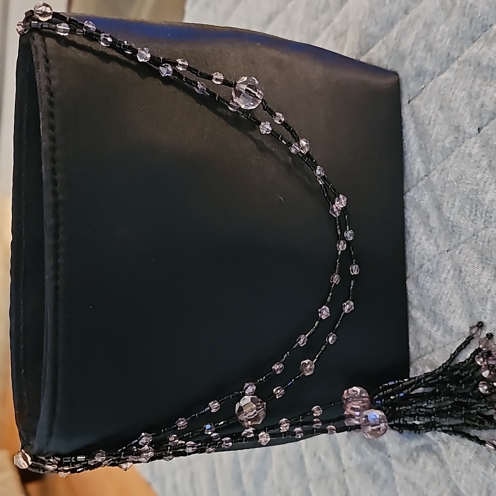 Elegant Black Beaded Mini Bag